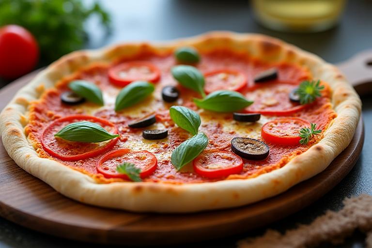 Pizza romaine fine et croquante garnie d'ingrédients frais